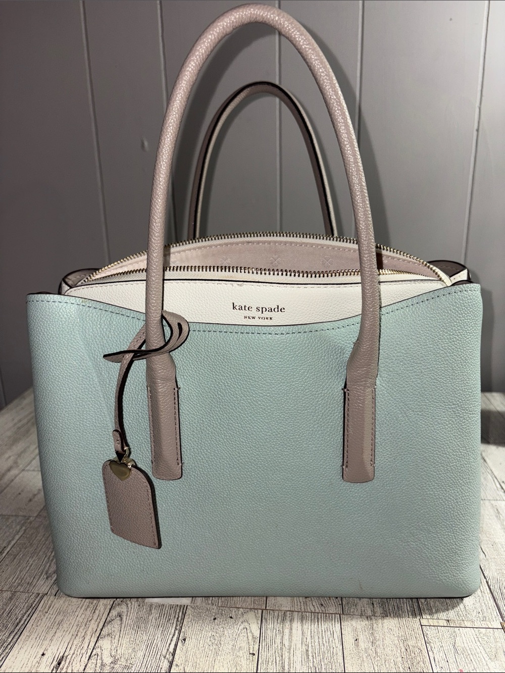 kate spade Pale Blue and Taupe Satchel